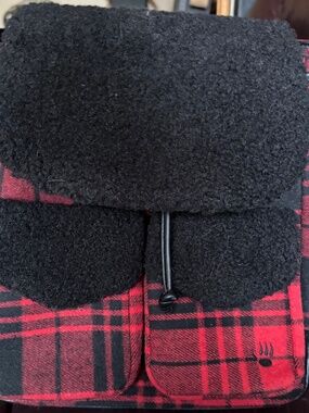 Bearpaw Red & Black Plaid Medium Size Backpack